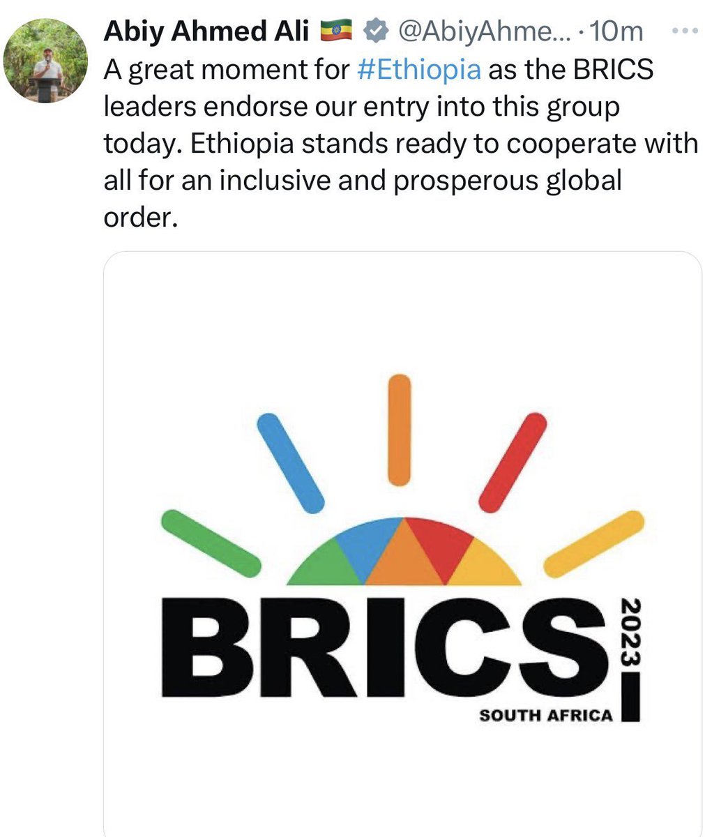 #BRICS leaders are all strong. They have strong military capabilities. They have a strong military force. There is no race politics in their country. However,<a href="/AbiyAhmedAli/">Abiy Ahmed Ali 🇪🇹</a> is leading the country along ethnic lines, declaring war on the Amhara people and talking about BRICS.