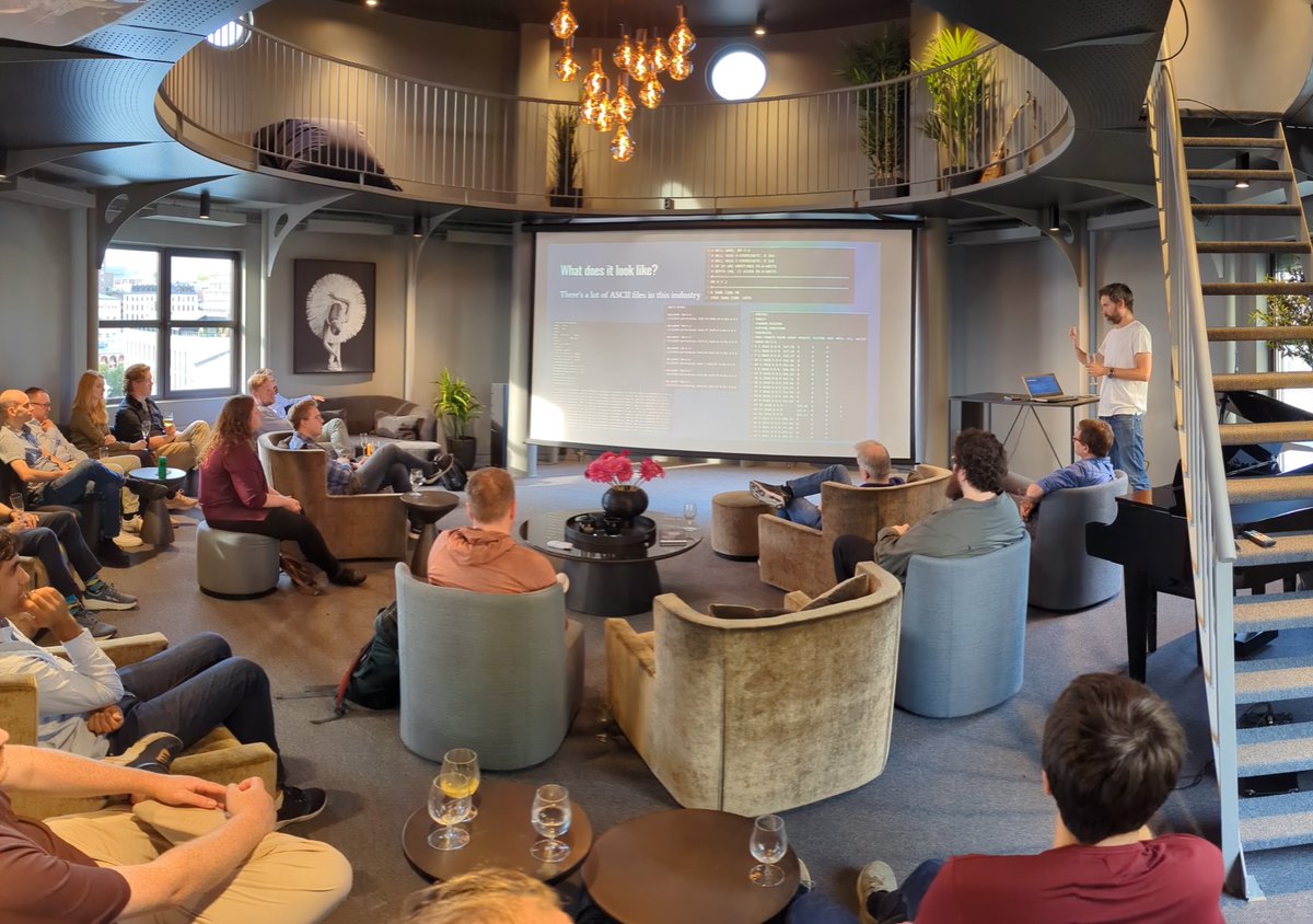 Very happy to see a handful of unknown faces at today's #fsharp meetup. Love it when half of a talk is about domain modelling before <a href="/atlerudshaug/">Atle Rudshaug</a>  dived into code and interop with Intel MKL as if that's everyday bread and butter. Who said fp can't be fast.