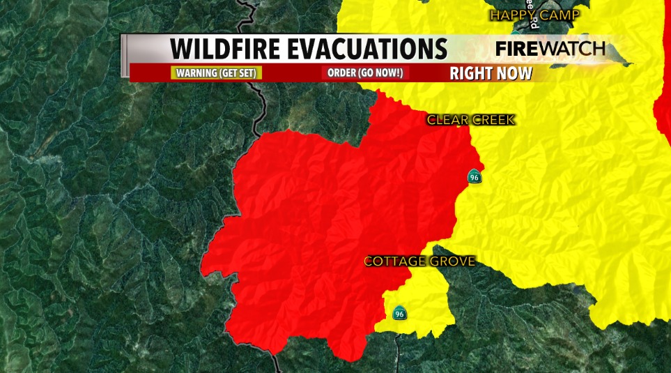 JoshCulbrethWX's tweet image. #BREAKING: SIS-1402 has been upgraded to an Evacuation Order (GO NOW!) due to increased fire behavior from the #HappyCampComplex