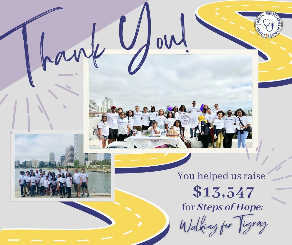 Thanks to your support, #StepsOfHope, HPN4Tigray's Walking for Tigray charity walk/run, was a success! 🎉 Such gratitude to our Fundraising Team, our extended Bay Area community, & those who traveled to attend. We raised $13,547 to sustain our impactful programs in Tigray+Sudan!