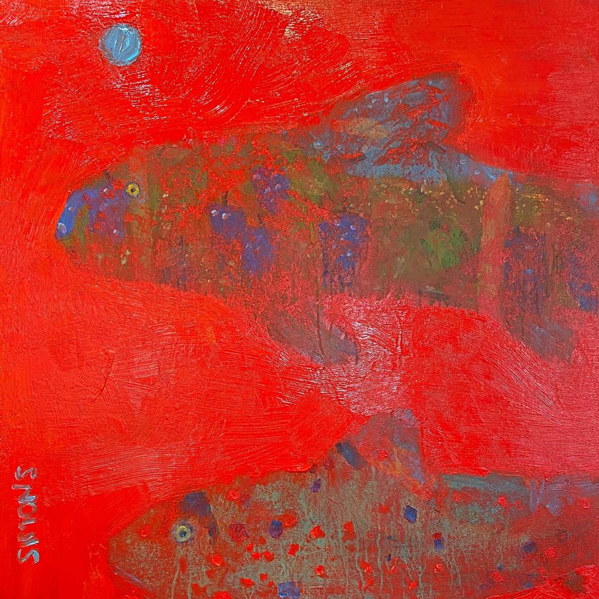 briansimons's tweet photo. "TWO FISH IN TOMATO SAUCE" 36x36" a/c Comments welcomed. https://t.co/FobQRTyoio