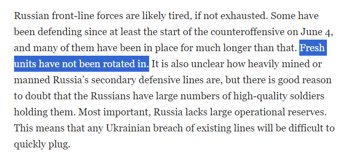 RALee85's tweet photo. This is not true. Russia has generally left its regimental and division headquarters in place on the front in the south, but has rotated companies and battalions from other regiments/brigades (including naval infantry and mobilized rifle units) to deal with attrition. https://t.co/4D6c9VRssY