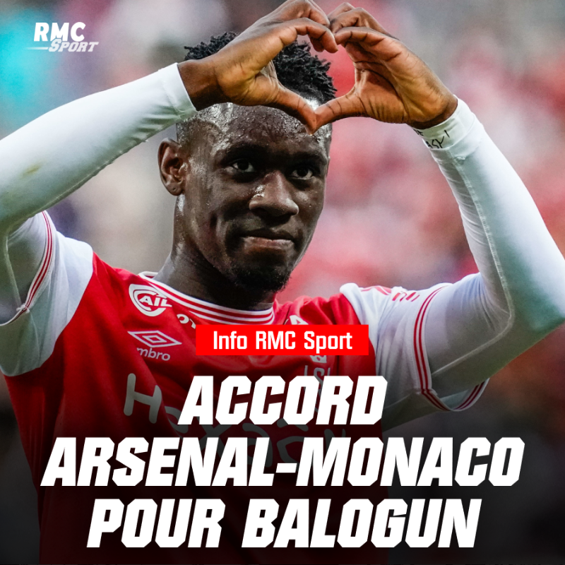 RMCsport's tweet photo. 🚨 Info RMC Sport : Arsenal et Monaco sont tombés d'accord pour Balogun ! 

👉 Le transfert de l’attaquant de 22 ans, prêté la saison passée au Stade de Reims, va s’élever à environ 45 millions d’euros (+ bonus). Il signera un contrat de cinq ans sur le Rocher. @FabriceHawkins