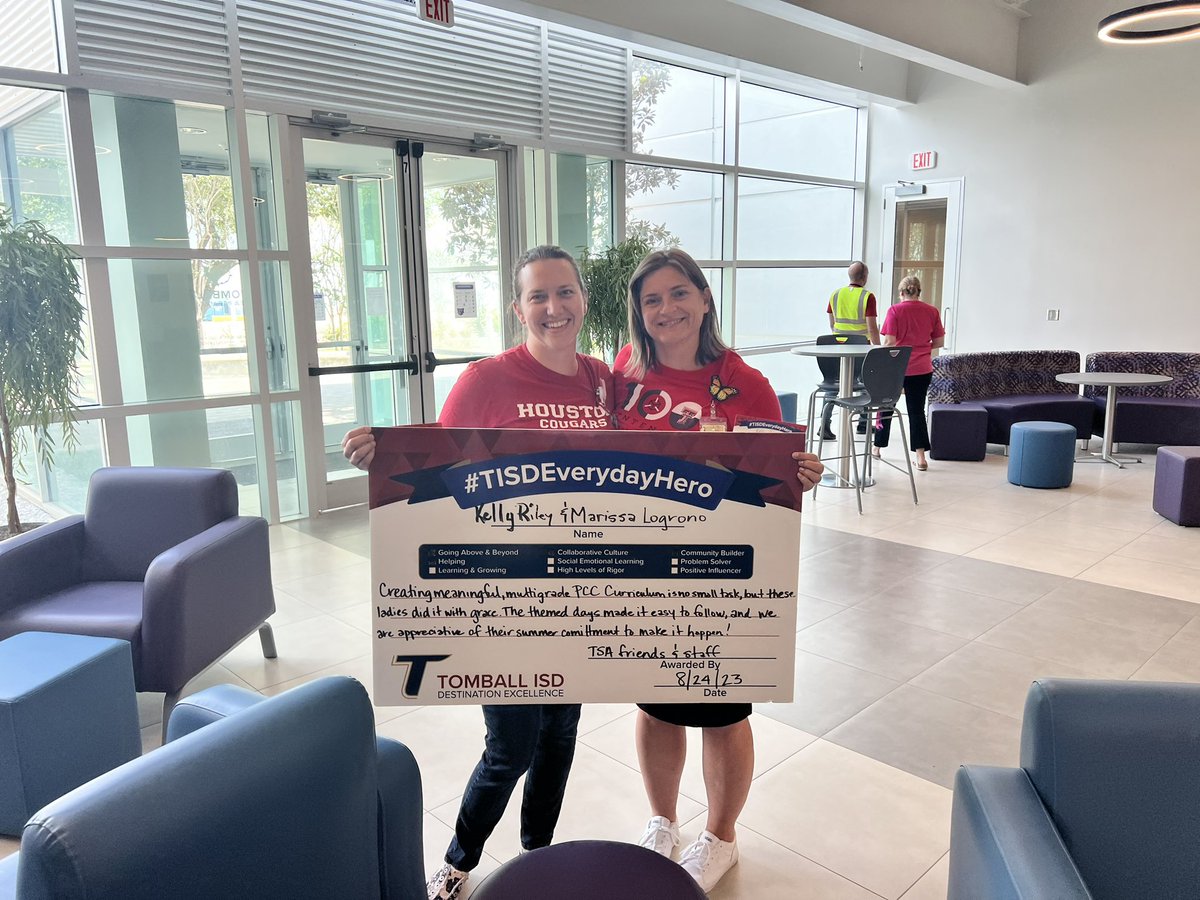TISDTSA's tweet photo. Congratulations to this Weeks #TISDEverydayHero Mrs. Logrono and Ms. Riley!  

Their summer work to help design PCC Curriculum was AMAZING!  We are so thankful they are at TSA!  #WingsUp💜🦉 https://t.co/BUHsnXD9Na