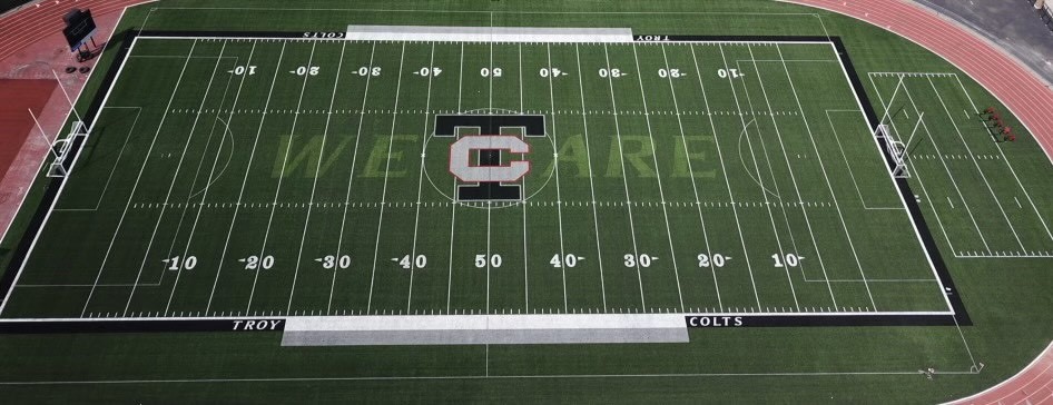 Good luck to the Troy Colts as they open up their football season tonight on this amazing brand new field! This is a new GameON field we installed for @shawsportsturf #Football #GameON #Turf