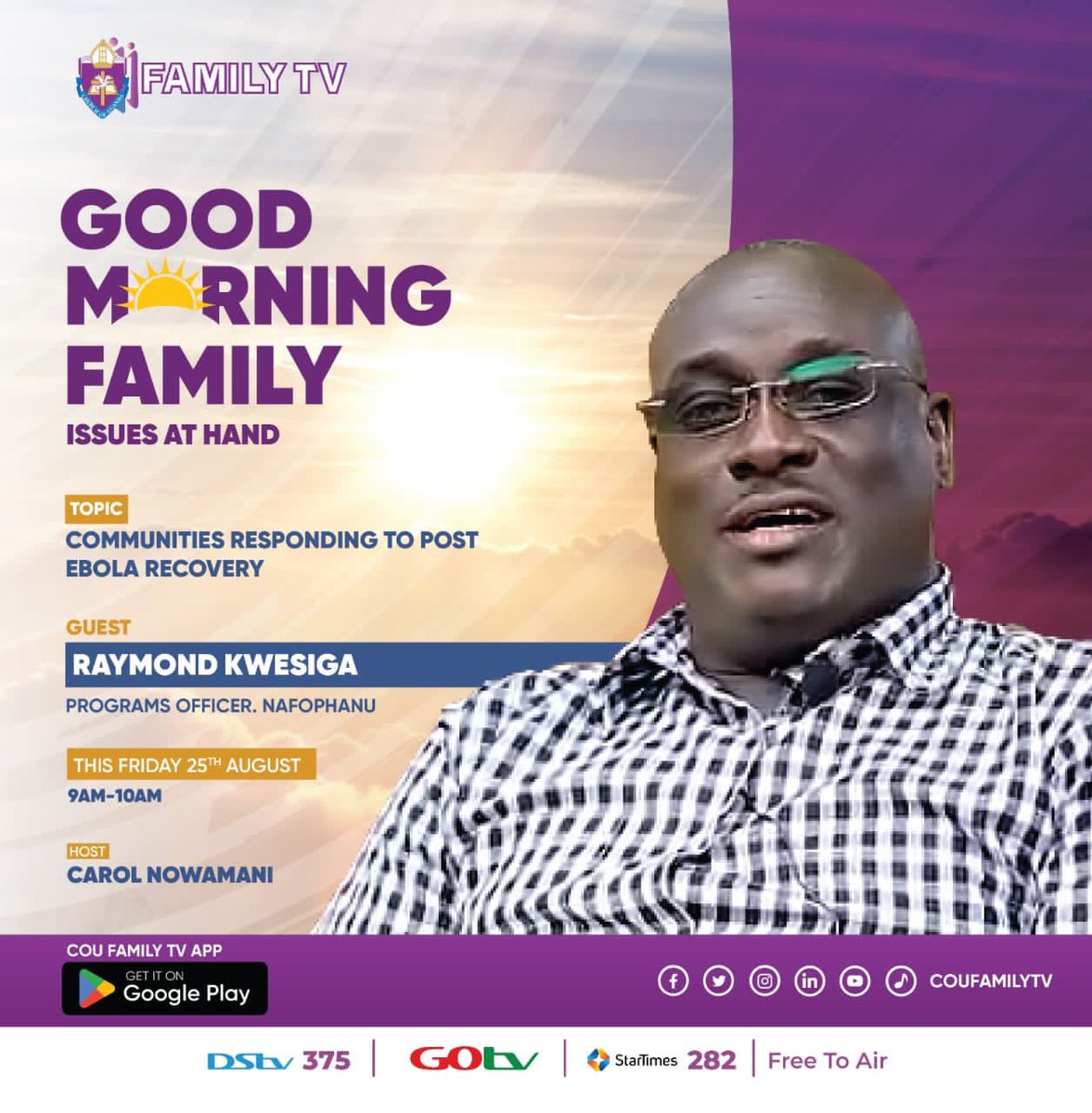 📣Tune in Tomorrow at 9:00AM, on #FamilyTV and  gain valuable insights as we delve into demystifying the importance of incorporating psychosocial support and building community resilience during public health emergencies.

#CAHIVPlus