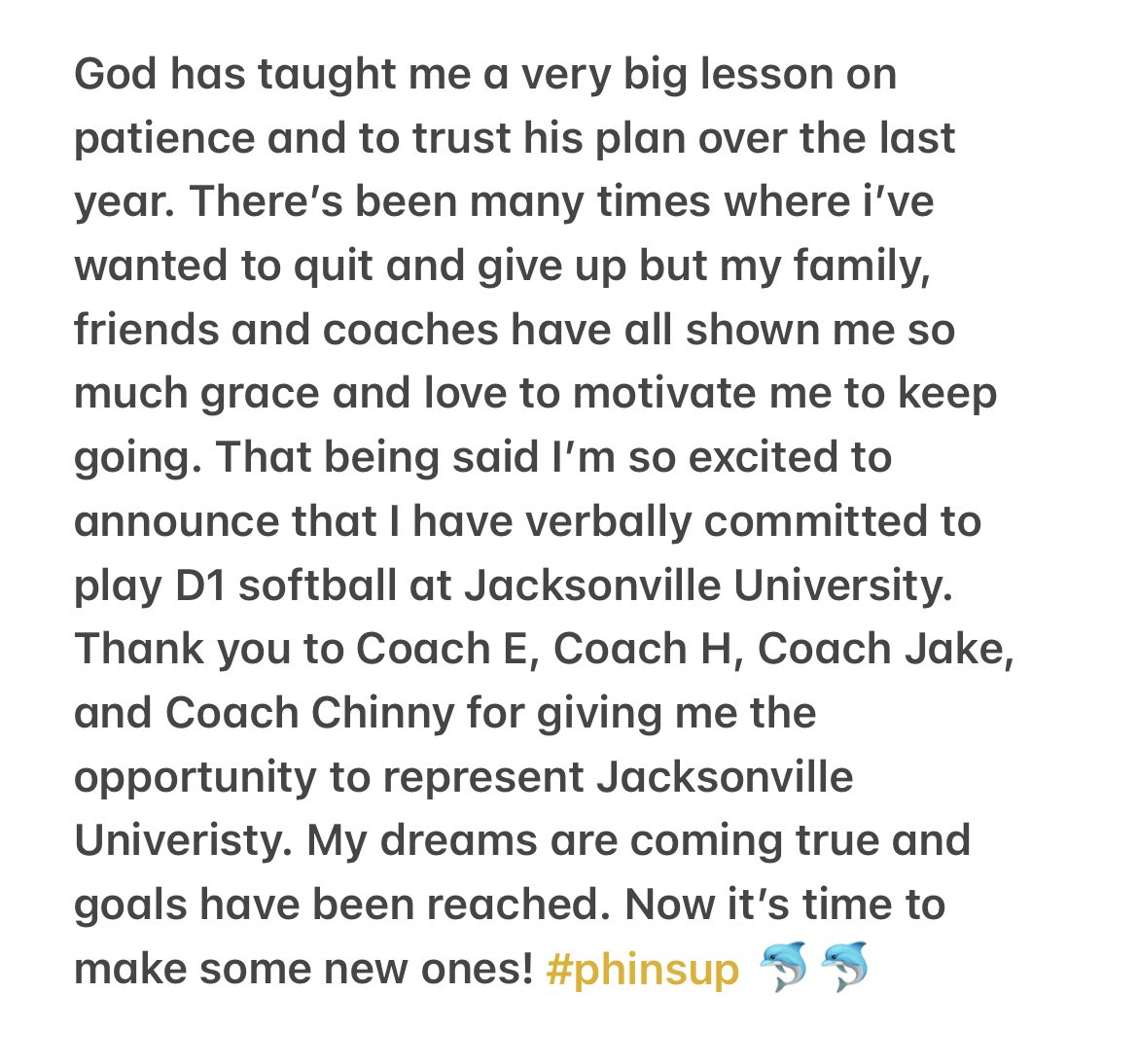 AlaynaGaddy's tweet photo. Phins up!! 🐬🐬🐬 @JAXCoachE @jakesidwell29 @ChilesFPNTNL https://t.co/9o9OxLf4SC