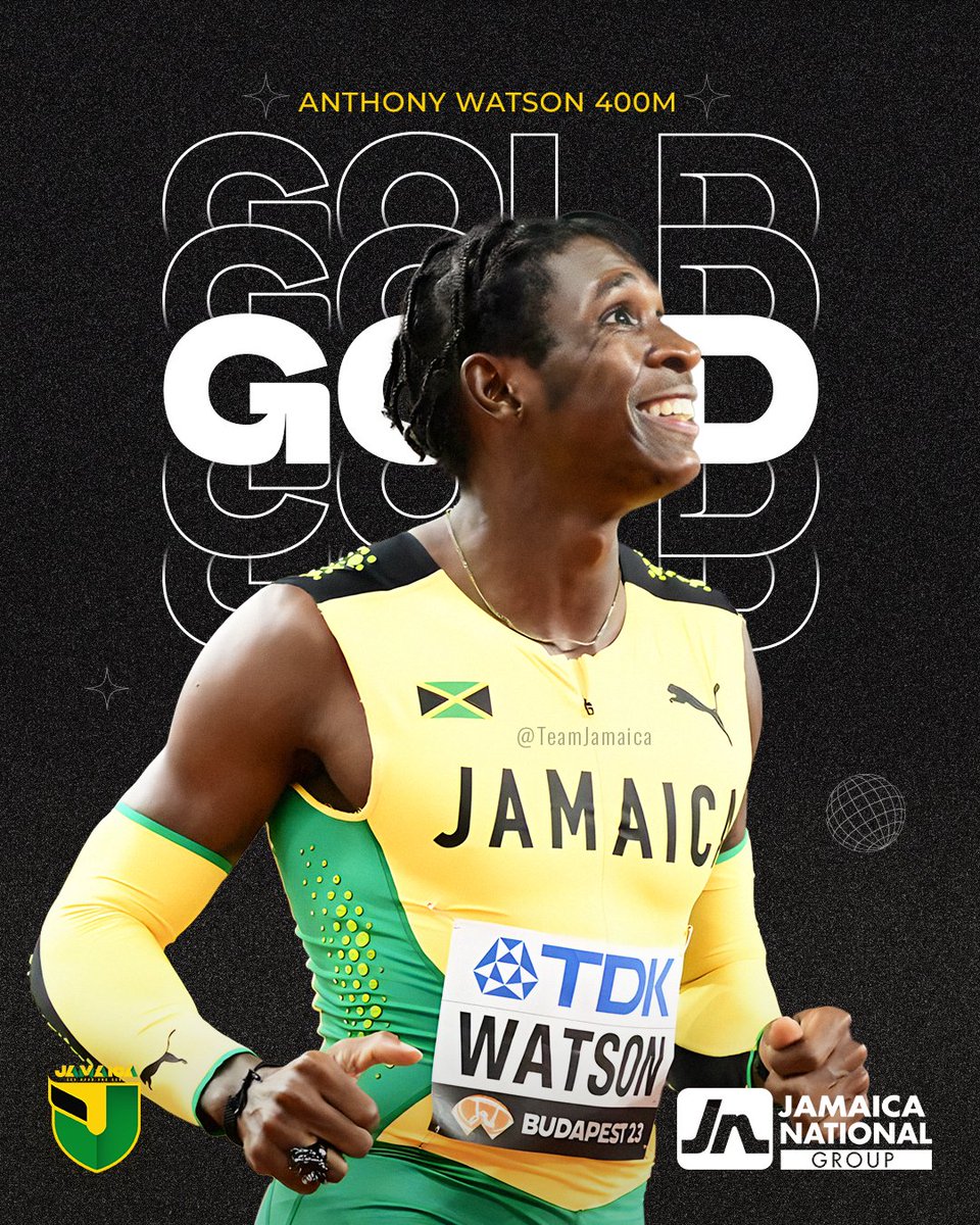 💥 BOOM 💥

😤 Spectacular run by Anthony Watson to WIN GOLD 🥇 for  #TeamJamaica 🇯🇲 in the Men's 400M Final with a time of 44.22. 🔥🔥🔥🖤💚💛

Powered by Powered by <a href="/jnbanklimited/">JN Bank</a>

#GuhHaadAndDone #WorldAthleticsChamps