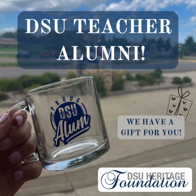 DSUHeritage's tweet photo. The DSU Heritage Foundation is sending gifts to one group of alumni every year. This year, we honor our DSU teacher alumni.

If you are a DSU teacher alum and haven't yet received your gift, please email kierra.schneider@dickinsonstate.edu so that we may send you one! 🎁😁💙🦅 https://t.co/g5tDRVFZ7k