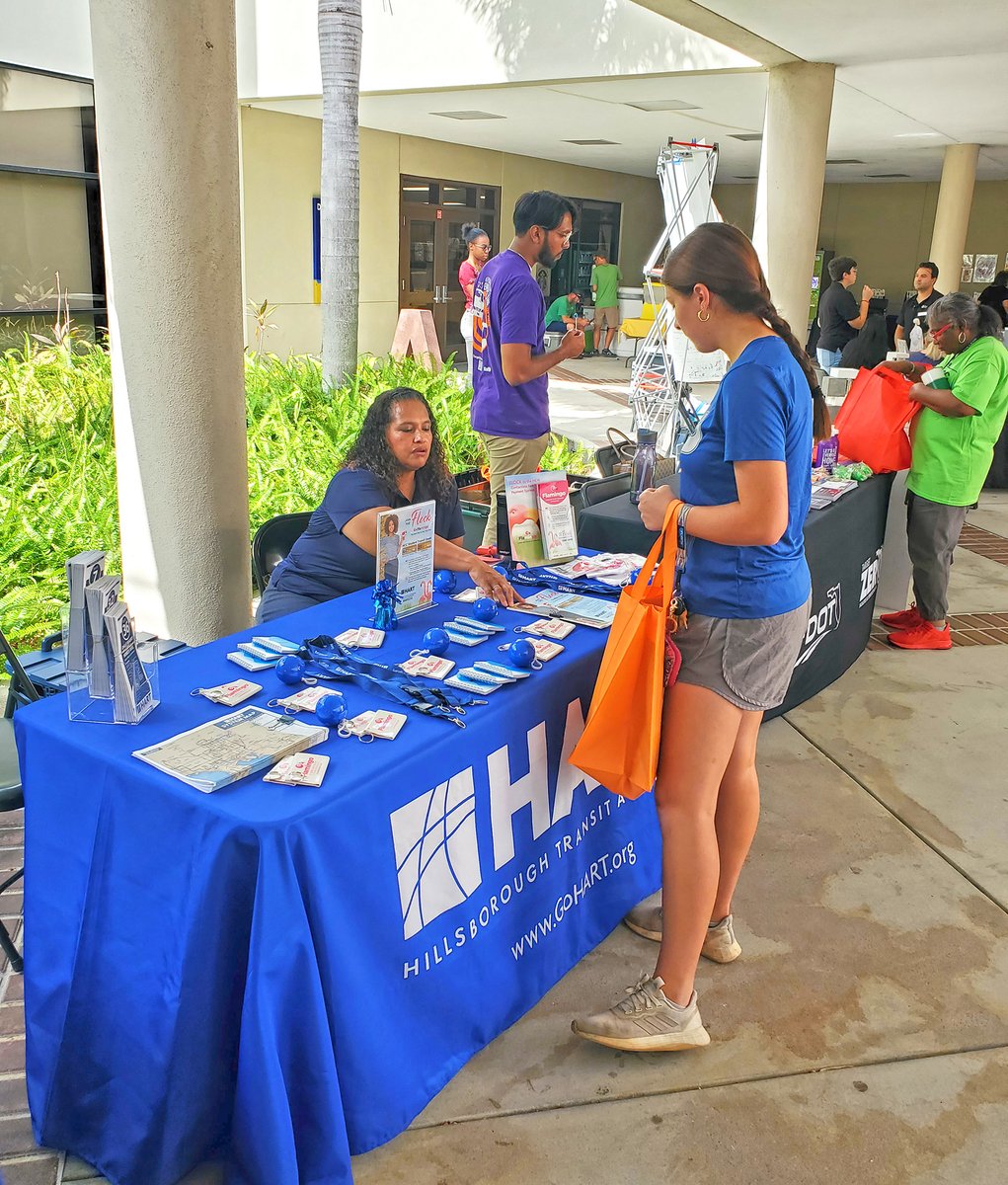 GoHART's tweet photo. HART staff attended the @HCCFL Welcome Week event at the Dale Mabry campus this week!
Have a great school year and remember you can pick up a HART #SemesterPass at any #HCC Bookstore for 4 months of unlimited rides. It's 44% off the normal fare! https://t.co/1wfvHN3JAO