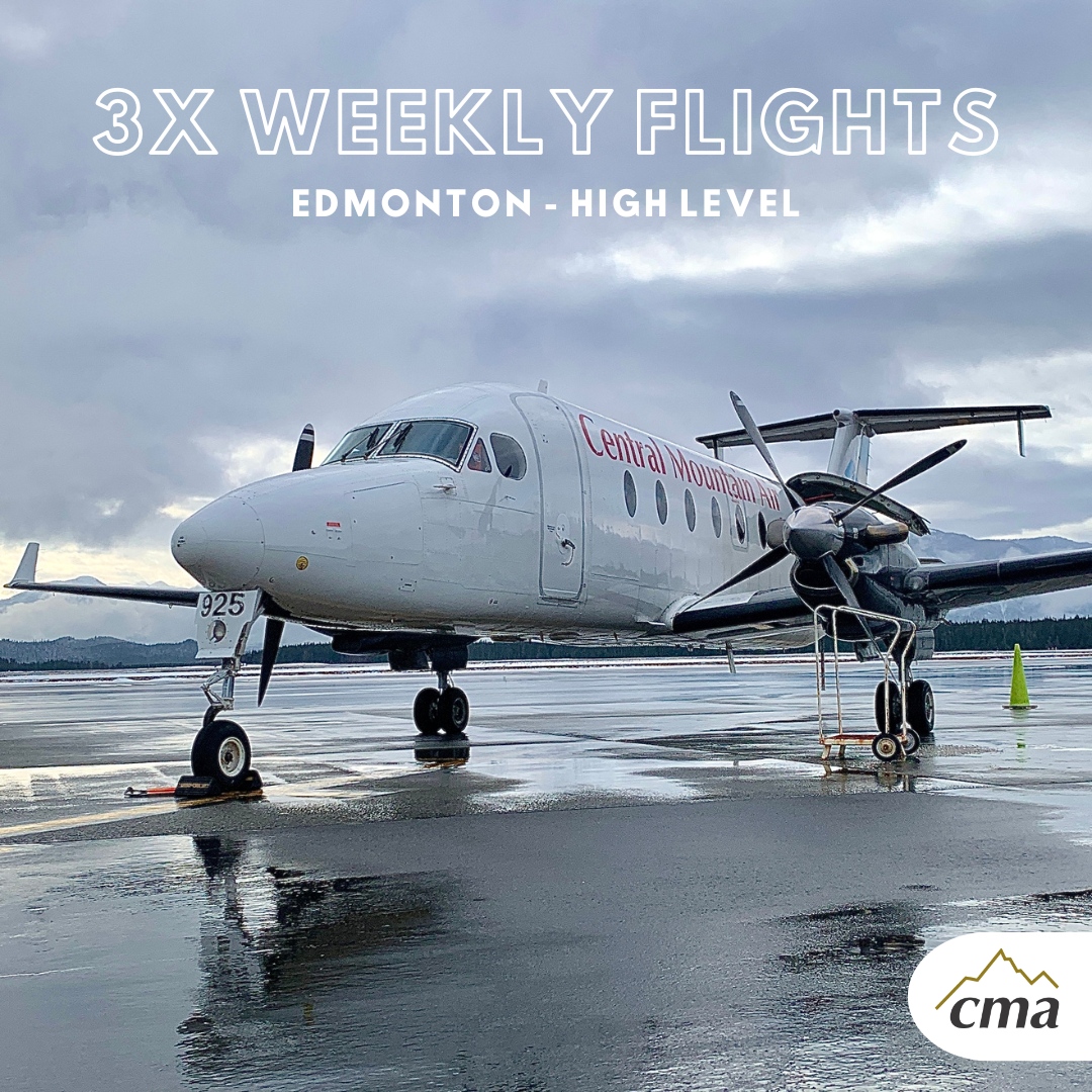 FlyCMAir's tweet photo. Fly non-stop from Edmonton to High Level ✈️⁠
⁠
This 1 hour and 40-minute flight makes getting between these two destinations easy. We fly 3x weekly, every Tuesday, Thursday, and Sunday. 
⁠
Book your flight today at https://t.co/GdBXfqKS5Q⁠. ⁠
⁠
#FlyCMA⁠ https://t.co/d1pEUsPYec