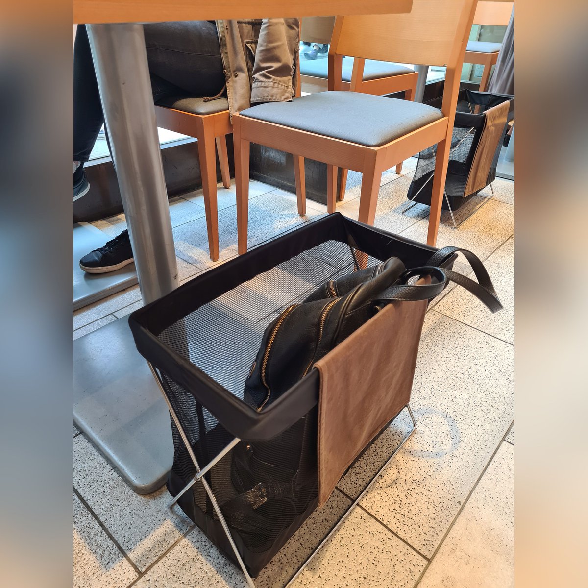 When people ask me how was my trip to #Japan, nobody is expecting me to spend 2 minutes raving on about how every restaurant in the world should also have boxes under the table to hold your bags, jackets, and other belongings - my eyes light up talking about this #CX #design gold