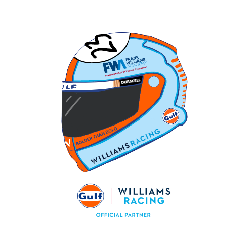 @GulfOilIntl @WilliamsRacing @alex_albon @LoganSargeant #GulfFanHelmet #GulfxWilliams #TogetherWeAreUnstoppable #WeAreWilliams