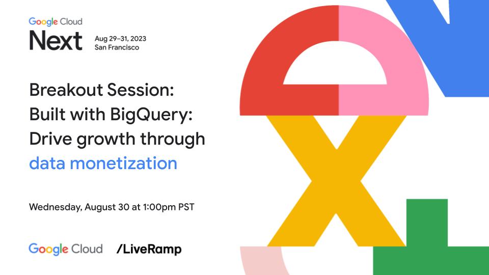 Join us at #googlecloudnext next week to learn about data innovation and monetization strategies that drive new value for your business and customers through BigQuery. #googlecloudpartners cloud.withgoogle.com/next/session-l…