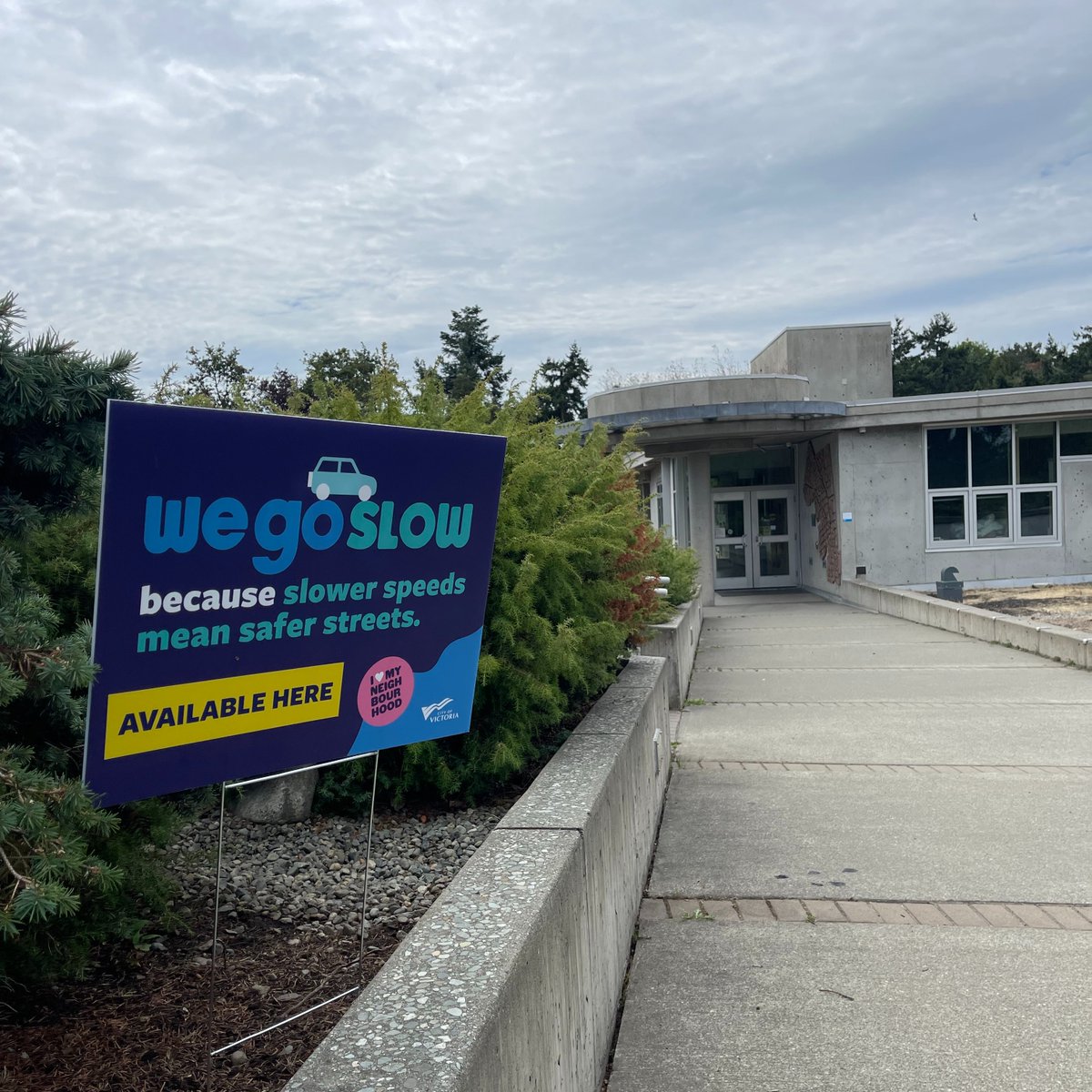 CityOfVictoria's tweet photo. The speed limit on all local streets in #HillsideQuadra and #BurnsideGorge is now 30 km/h. Spread the word with We Go Slow lawn signs &amp; window decals available now at City Hall and @BurnsideGorge &amp; @QuadraVillage Community Centres. https://t.co/621h9Mh4UF #yyjtraffic https://t.co/VSJ5bXDEYb