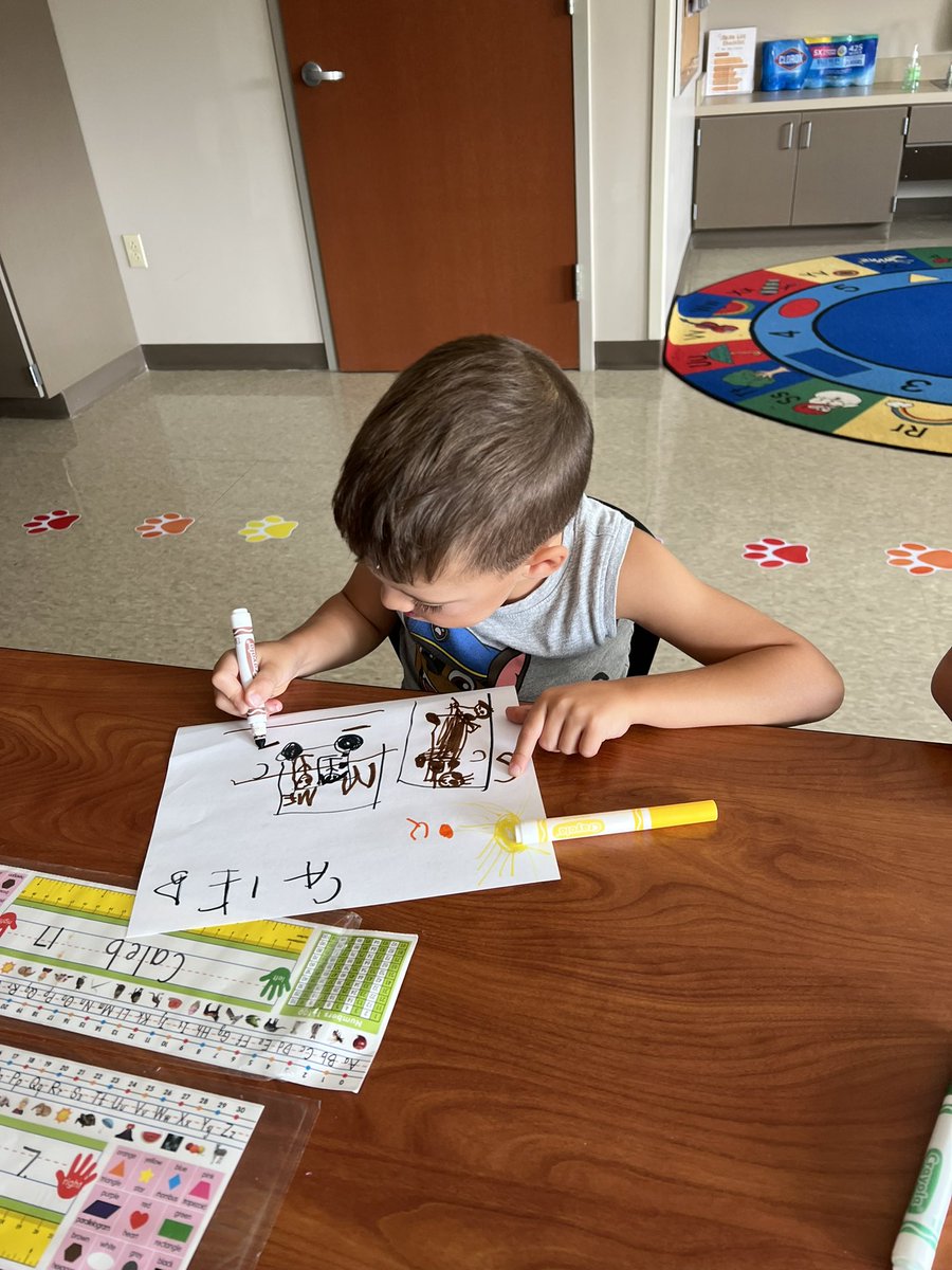 MrsEads_PRE's tweet photo. Today we practiced labeling our writing with beginning sounds! ๐ฅณ @PREPantherPost @MrsMoodyPRE @NobSchools #growingtogether #goingplaces #kinderlearning https://t.co/BNG7J8oKC3