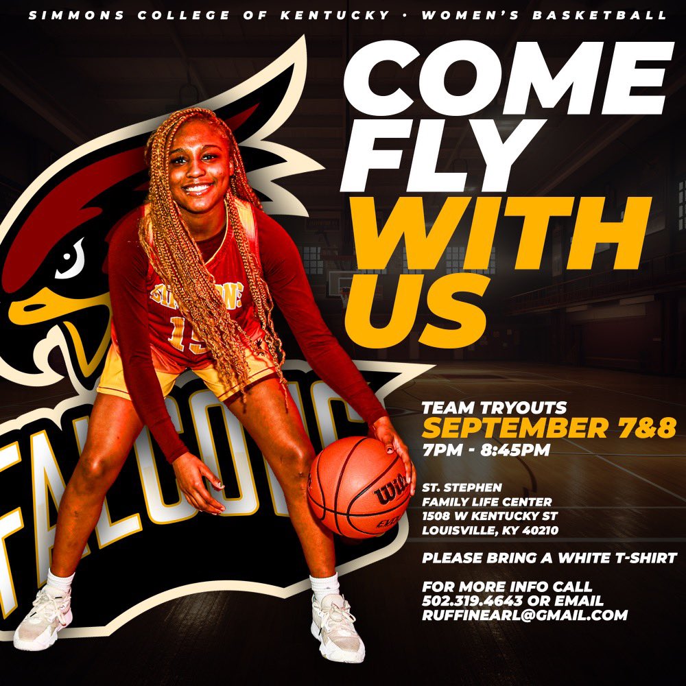 SCKY_1879's tweet photo. Come fly high with our Lady Falcons! Team tryouts will be held on September 7-8th from 7-8:45pm. 
Please bring your white T-shirt. Tryouts will be held at the 1508 W. Kentucky Street Louisville, KY 40210. #LouisvillesHBCU #SCKY1879 @KWCosby https://t.co/ELAIjx10nB