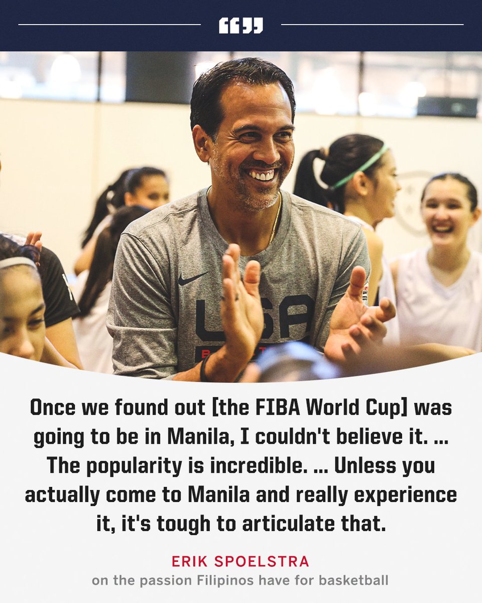 ESPNNBA's tweet photo. Filipino American Erik Spoelstra is elated to represent Team USA in his mother's home country 🇵🇭 https://t.co/MjUD89b3B7