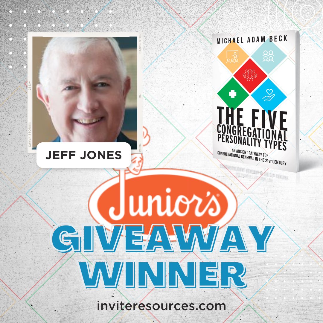 invite_ministry's tweet image. Congratulations to Jeff Jones, winner of the 5 Congregational Personality Types pre-order @JuniorsCheeseck giveaway!!!

Thank you to everyone who participated in the pre-order raffle.
#5types @reverendwild1