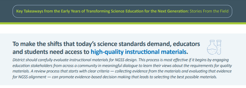 This resource highlights one district’s journey to adopt new science instructional materials using #CurriculumPL and a process that engaged stakeholders to review and pilot the materials. 
#implementationmatters

Read more: 
ngs.wested.org/wp-content/upl…