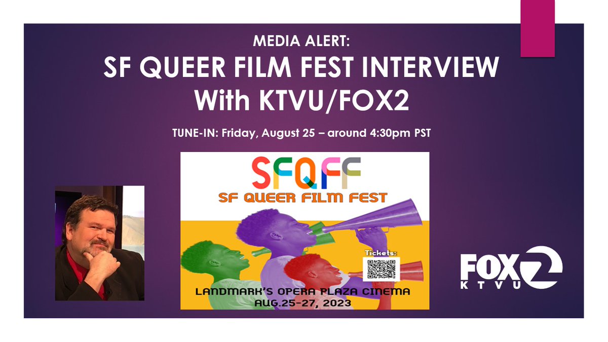 Tune in 8/25 4:30pm <a href="/KTVU/">KTVU</a> to get special offers for <a href="/sfqueerfilmfest/">SF Queer Film Fest</a> . Opening night <a href="/Heklina/">Heklina</a> tribute SOLD OUT but more programs Aug. 26 and 27. Get details at sfqueerfilmfest.com