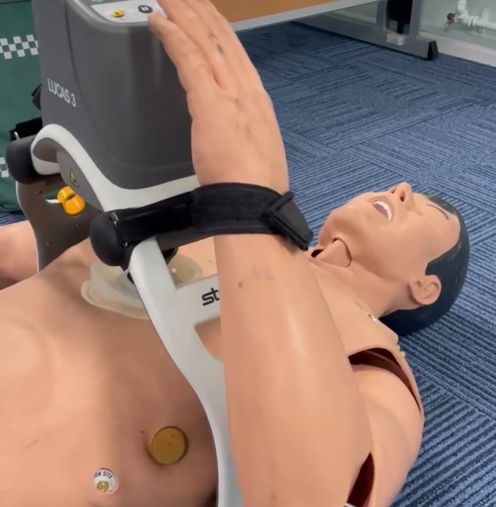 A LUCAS device is a specialist piece of equipment that can automatically give chest compressions to a patient in cardiac arrest. This frees up clinicians to provide other intervention that can give the patient the best possible chance of survival. #Ambulance