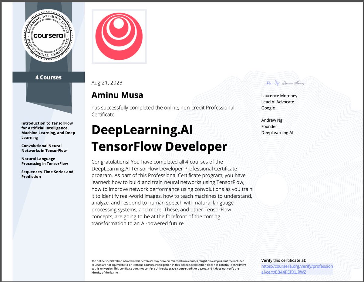 am_asayaya's tweet image. Last year I applied for #GoogleDevs #MachineLearning  Bootcamp but was not selected. Today I would like to announce that I&apos;ve completed all the Bootcamp syllabus/requirements alone. looking for a solid internship @auwalms @dftaiwo @A__Diack @googledevs @googleafrica