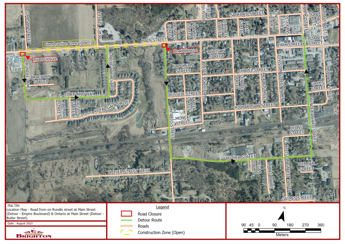 UPCOMING ROAD CLOSURE 🚧

Ontario Street and Rundle Lane will be CLOSED at Main Street beginning Monday, August 28th. This closure will remain in effect for approximately 3 weeks to allow for construction as part of the Main Street Watermain Project. Detour routes are in place.