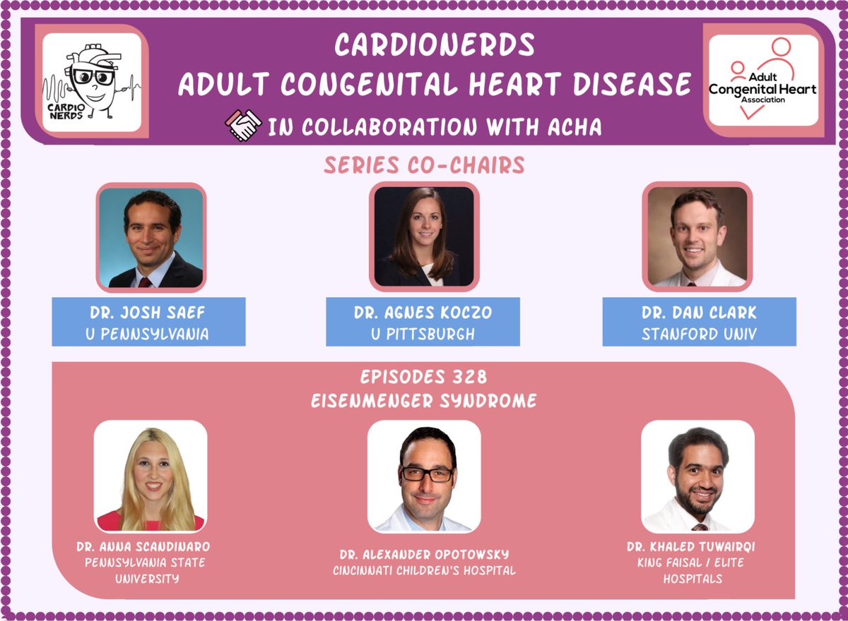 🚨More great @CardioNerds content coming your way🚨 328. ACHD: Eisenmenger Syndrome with Dr. Alexander Sasha Opotowsky Join the @AmitGoyalMD @jsaef1 Dr. Khaled Tuwairqi and @sasha_opo as they explore the diagnosis and management of Eisenmenger syndrome cardionerds.com/328-achd-eisen…