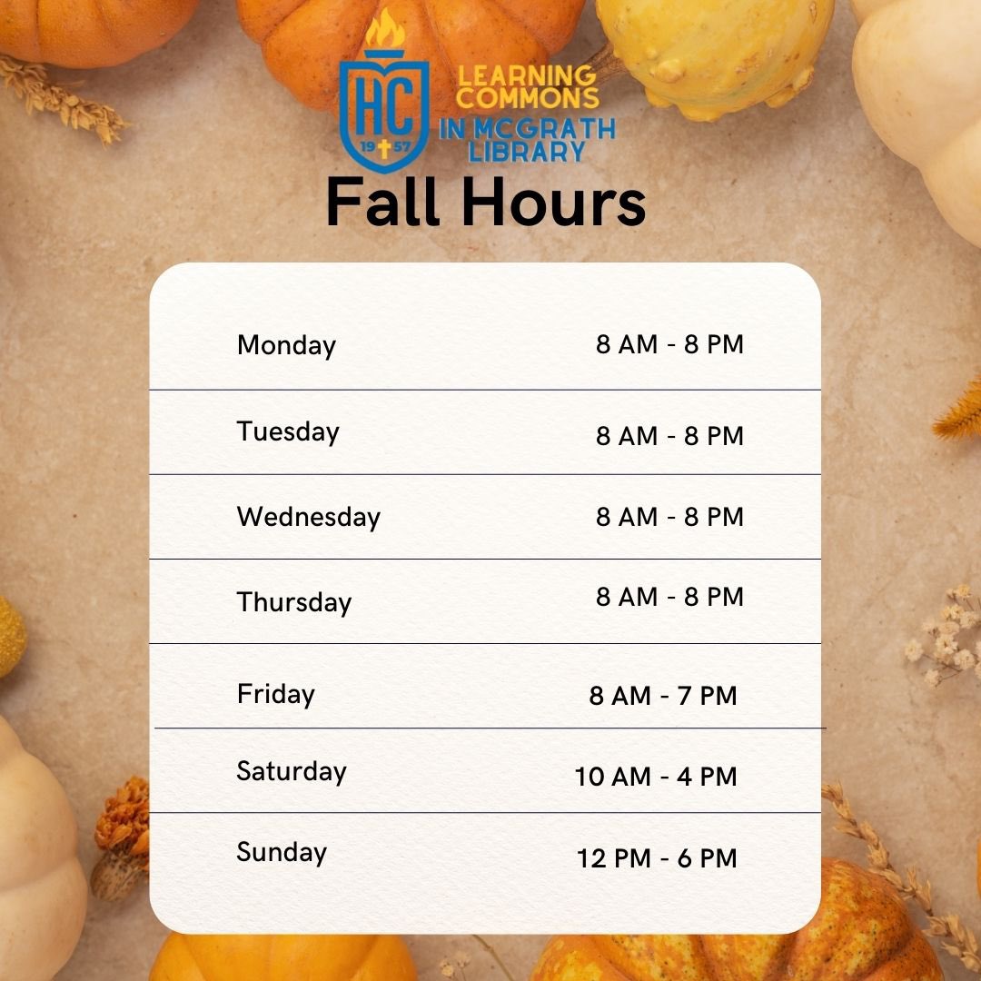 McGrath Library's Fall Semester hours begin on Monday, August 28th! 🗓️👏

Monday - Thursday: 8am - 8pm
Friday: 8am - 7pm
Saturday: 10am - 4pm
Sunday: 12pm - 6рm

#HilbertCollege #HilbertLibrary #FallHours