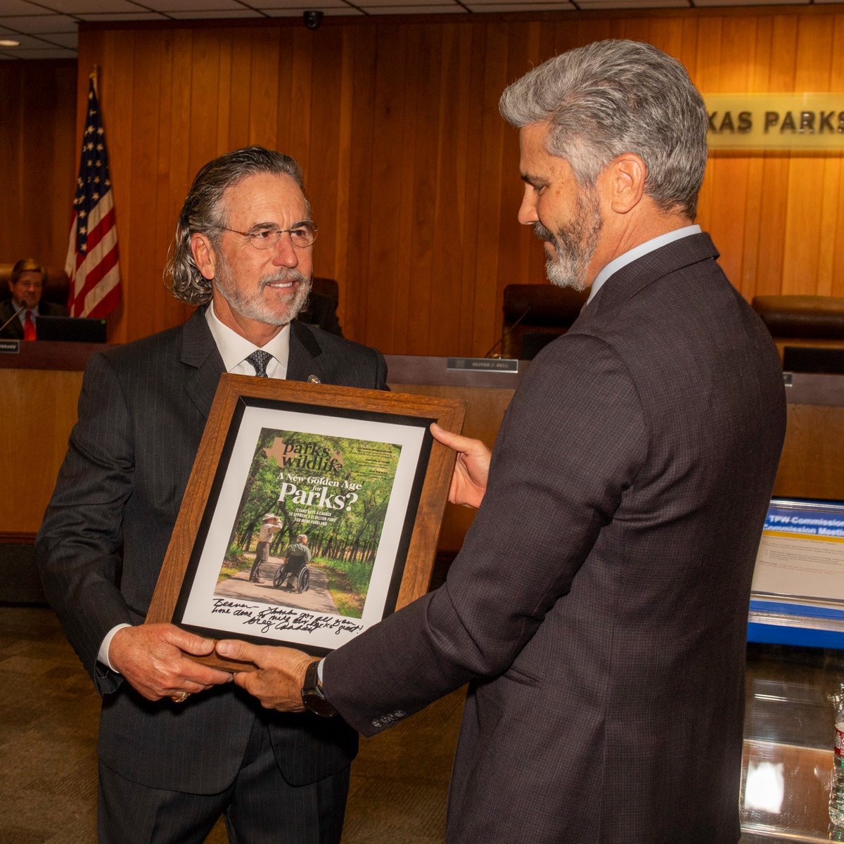 TPWDnews's tweet photo. .@GovAbbott named Jeff Hildebrand Chair of the Texas Parks and Wildlife Commission and appointed William “Leslie” Doggett as a commission member.
Hildebrand replaces outgoing Chairman Arch ‘Beaver’ Aplin.
Details at https://t.co/7Gwbk5eAlh
#TPWCom https://t.co/OW6AFc6eZI