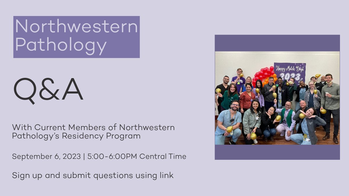 Interested in hearing from our current residents? Join us for a virtual Q&A on 9/6/23 at 5pm CST. Submit your questions ahead of time and register here: tinyurl.com/yc6vzzf5 #PurplePath @Path_SIG @McGawGME