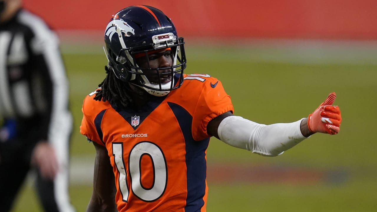 Broncos' Jerry Jeudy carted off field with hamstring injury during joint  practice with Rams