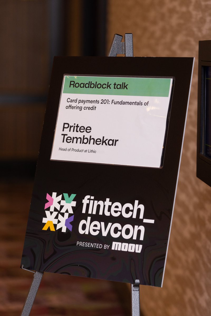 fintechdevcon's tweet photo. 💳 We loved hearing @pritee_t of @lithic demystify all things card-payments.

🙏 Thanks for the leveling up our understanding of how to build and offer credit products.

#fintechdevcon https://t.co/e9EzYk8j7W