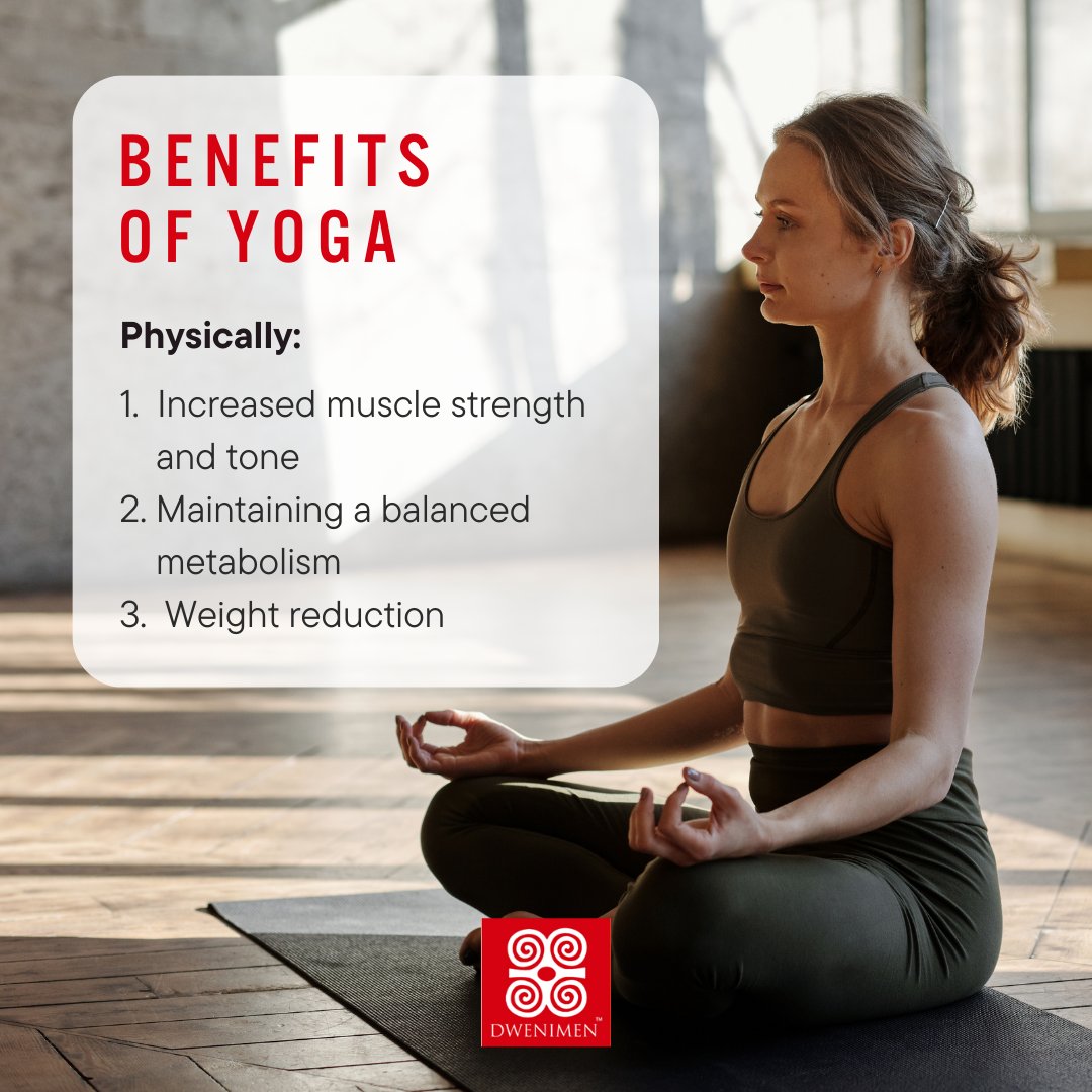 Our favorite benefits that made us fall in love with yoga are.

#DwenimenYoga #YogaMat #PracticeYoga #MuscleStrength #MuscleTone #BalancedMetabolism #WeightReduction #YogaMagic #HolisticWellness #YogaHealth #StrengthWithin #BalanceAndHarmony #YogaBenefits #YogaJourney