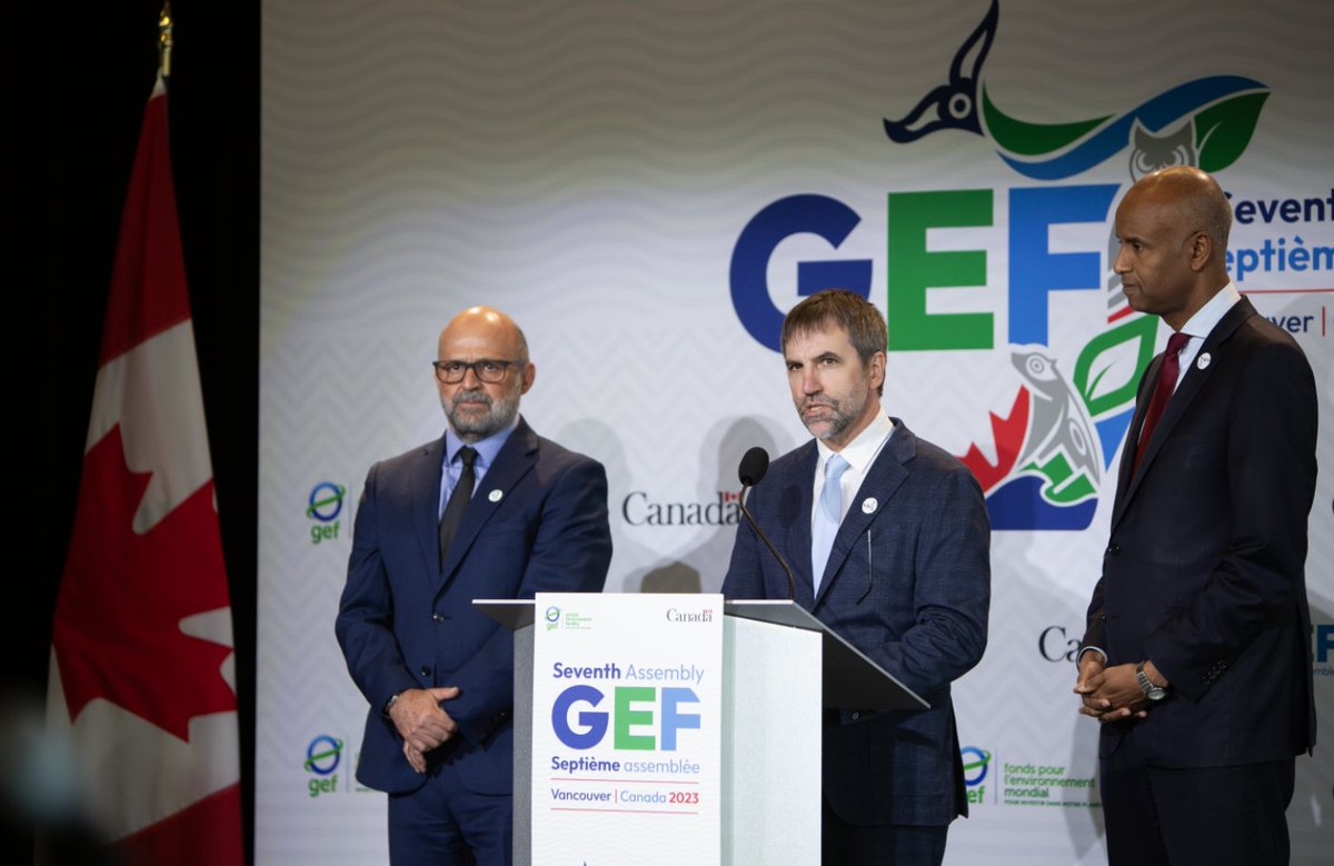 IISD_ENB's tweet photo. "Now is time for urgent implementation on preserving biodiversity, and implementation requires ambition, commitments and funding" said @s_guilbeault
as Canada invests $200 million in the @theGEF
Global Biodiversity Framework Fund #GEFassembly2023 @HonAhmedHussen @cmrodrigueze https://t.co/PfFx5Xi8U0
