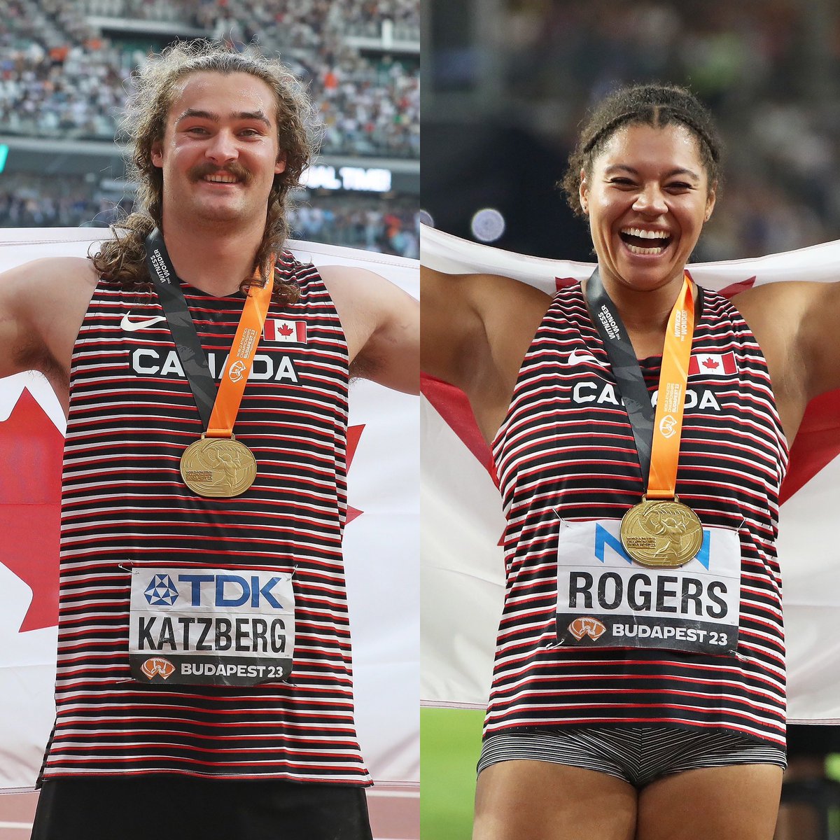 Fun fact: 🇨🇦 is a hammer throw nation 🥇🥇

Canada claims double gold in the event after Camryn Rogers won the women's hammer throw for Canada. Ethan Katzberg claimed Canada’s first gold medal in the men's event on Saturday.

#Budapest2023