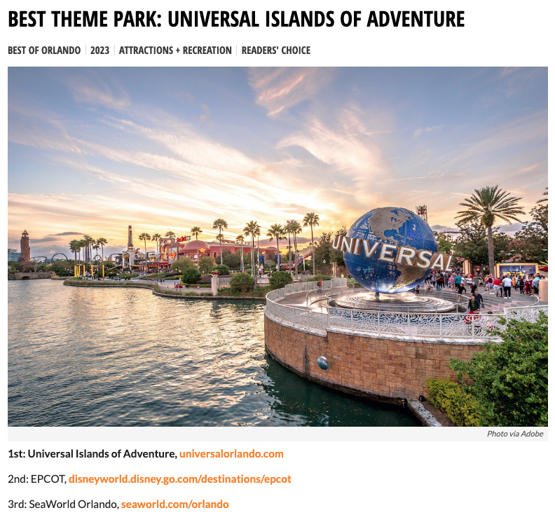 Best Theme Park 2023  Universal Islands of Adventure