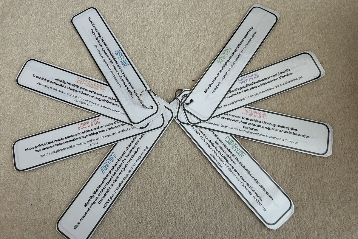 MissThomsonBusE's tweet photo. CW Keyrings created to allow HBM pupils to develop their knowledge of command words and use as a prompt for answering exam-style questions 📝📚 https://t.co/rmtr4HBgZ8