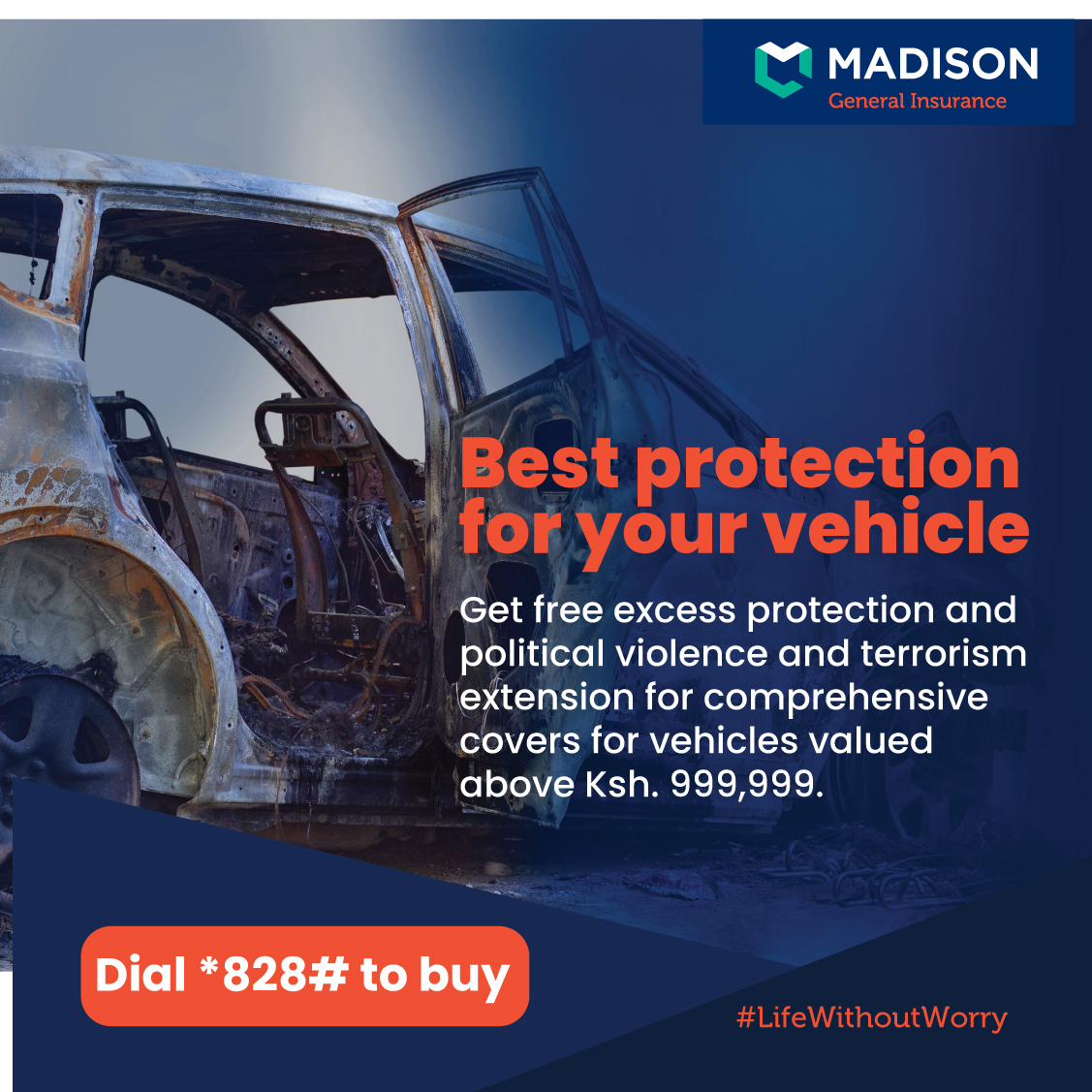 Don't hit the road without motor insurance! Stay protected and worry-free wherever you go. 
Dial *828# today to get protected.
#lifewithoutworry #motorinsurance #drivesafe #drivewithoutworry