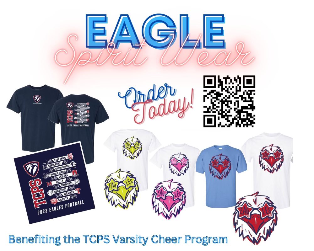 TCPSAthletics's tweet photo. Tomorrow is the deadline for ordering your Eagle Fan Wear. proceeds help the TCPS varsity Cheer program. https://t.co/qcijfchPuO