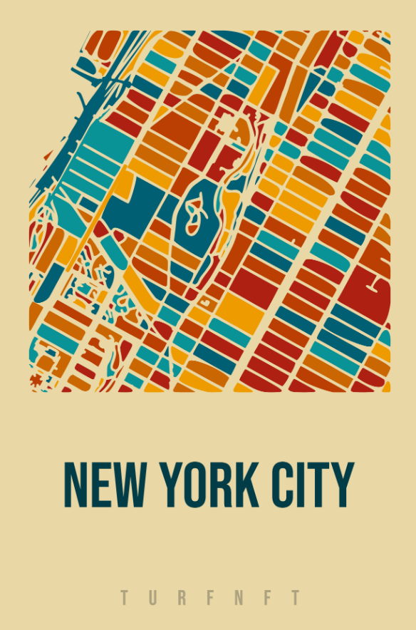 Picked up another beautiful piece of <a href="/TURF_NFT/">TURF - Map Art You Truly Own</a> today on a special mint! I got a piece of New York City that looks amazing! MINT won't last long and prices go up as mints are made, so go check it folks! Map art that you own! #NFT #digitalart #NewYorkCity