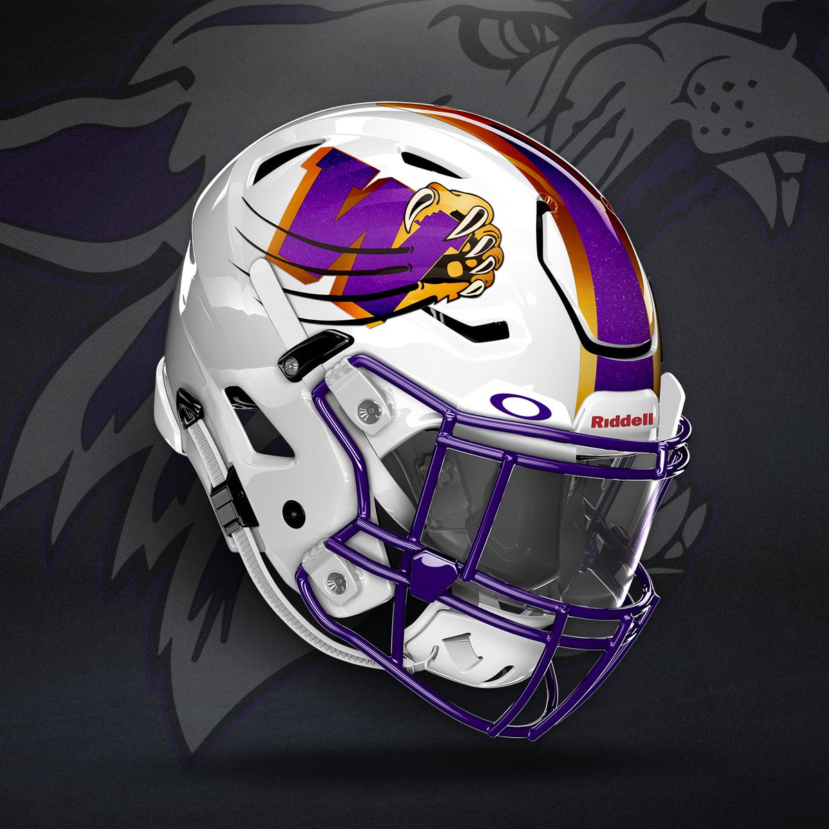 This West Stokes Wildcats helmet is straight 🔥. The gloss white shell, purple facemask, and reflective purple and gold logo look stunning under the Friday Night Lights!🟪🟨

The Wildcats look to move to 2-0 this evening vs. Randleman🏈

<a href="/weststokesfb/">West Stokes Football</a>

#NCHSfb #NCHSLogos
