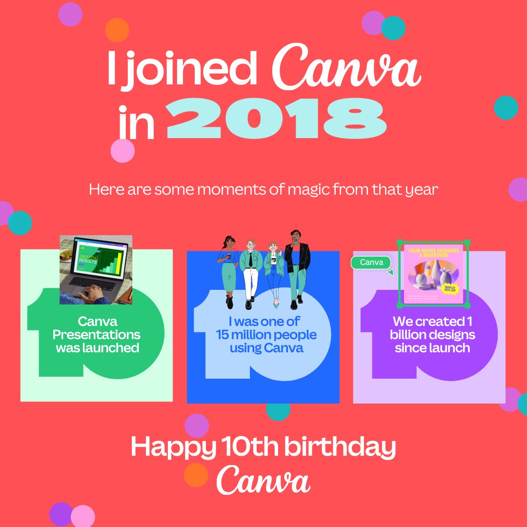 Using a different account, I have been an avid Canva user since 2016! Time flies when you're having fun!

Happy Birthday, @Canva!!!
#canva10ve