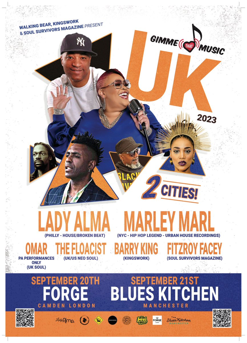 DJ_BARRY_KING's tweet photo. Magical Line Up DJ Marley Marl.Lady Alma. Omar &amp; Floacist All Performing In London 20-9-2023 At The Forge. Also Manchester, Blues Kitchen 21-9-2023.#LadyAlma #GimmeThatMusicUK #DJMarleyMarl #Omar #TheFloacist #UK #London #TheForge #Manchester #BluesKitchen #HouseMusicAllNightLong https://t.co/H7F2q9jM8L