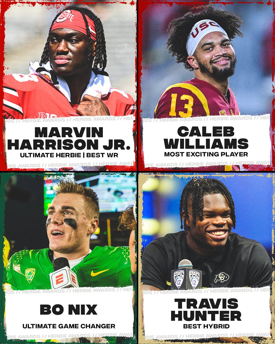 Marvin Harrison Jr. walks away with the Ultimate Herbie and Best WR award‼️ Agree with @KirkHerbstreit's picks?