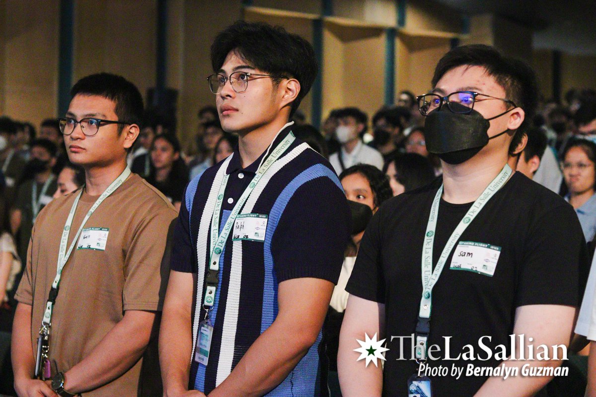 TheLaSallian's tweet photo. HAPPENING NOW: Festivities continue at #LPEP2K23 as incoming freshmen from the Gokongwei College of Engineering and Br. Andrew Gonzalez College of Education are welcomed at the Teresa Yuchengco Auditorium. #AnimoFlight https://t.co/ryfsbDfPqC