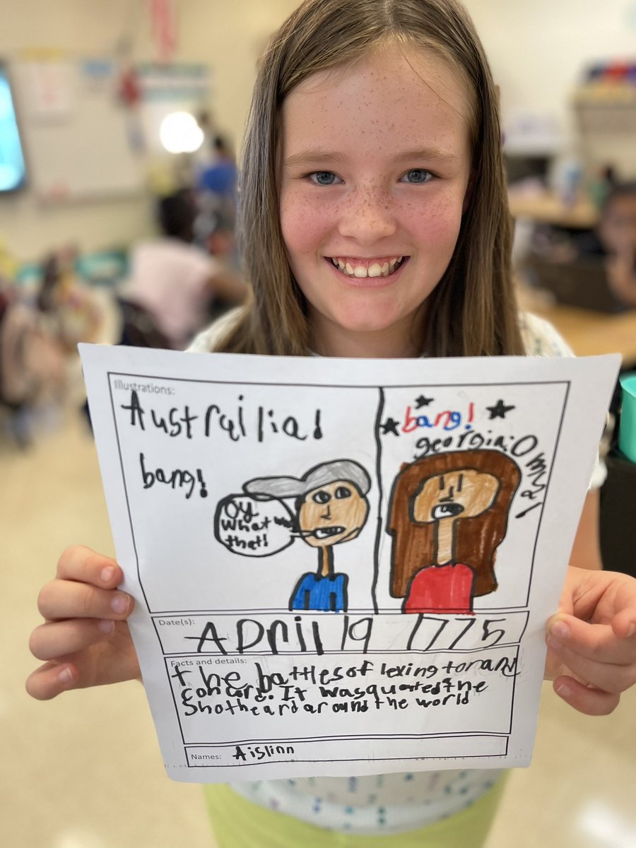 “What was that” asked an Australian when the Battle of Lexington and Concord started. What a creative way to illustrate the shot heard around the world.  <a href="/ClarkCreekSTEM/">Joey Moss</a> <a href="/rocker_ccsd/">Mrs. Meredith Rocker</a>