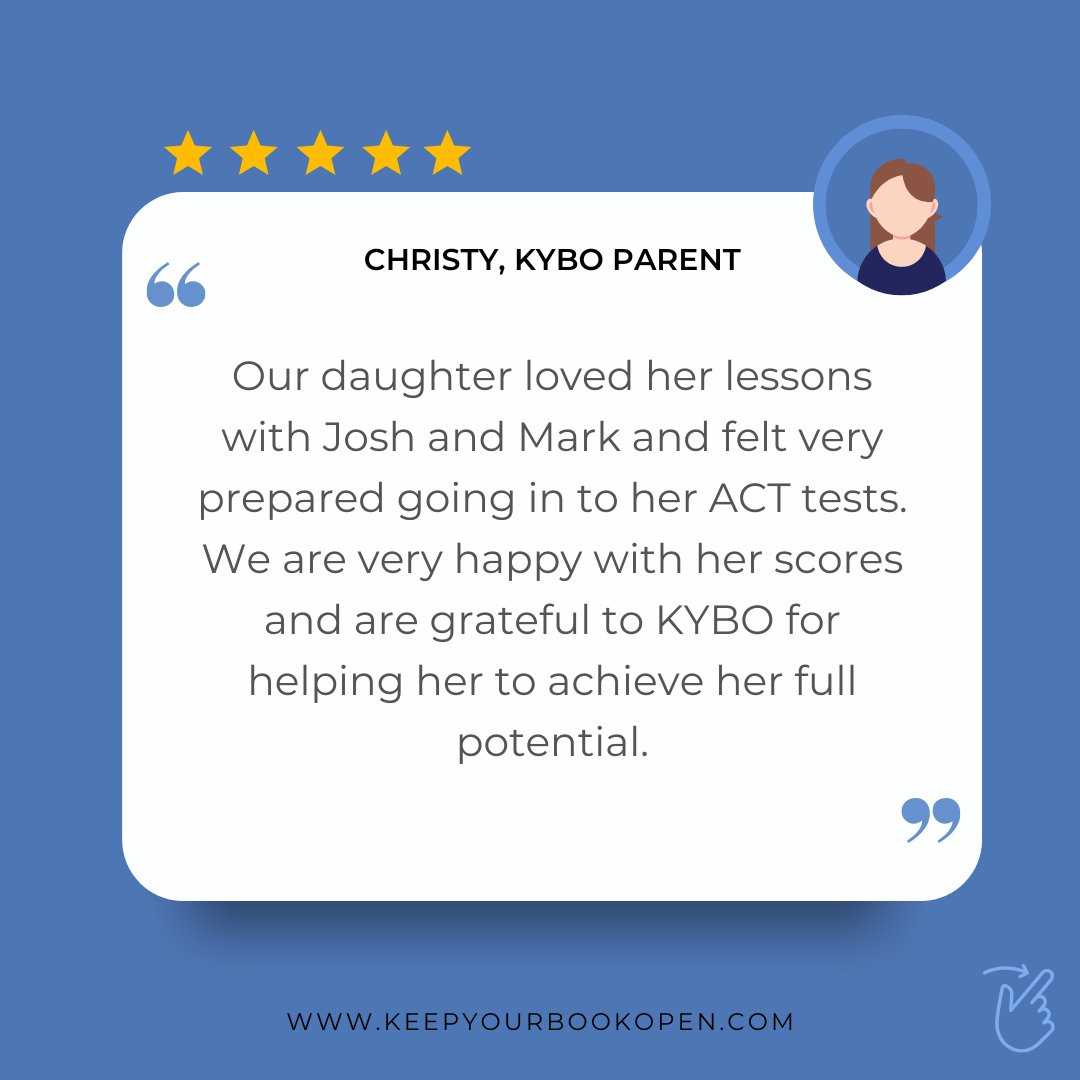 kyboprep's tweet photo. See what KYBO students &amp; parents have to say about their experience ⭐⭐⭐⭐⭐ #review #testprep #actprep #satprep https://t.co/bdwkpkc69G