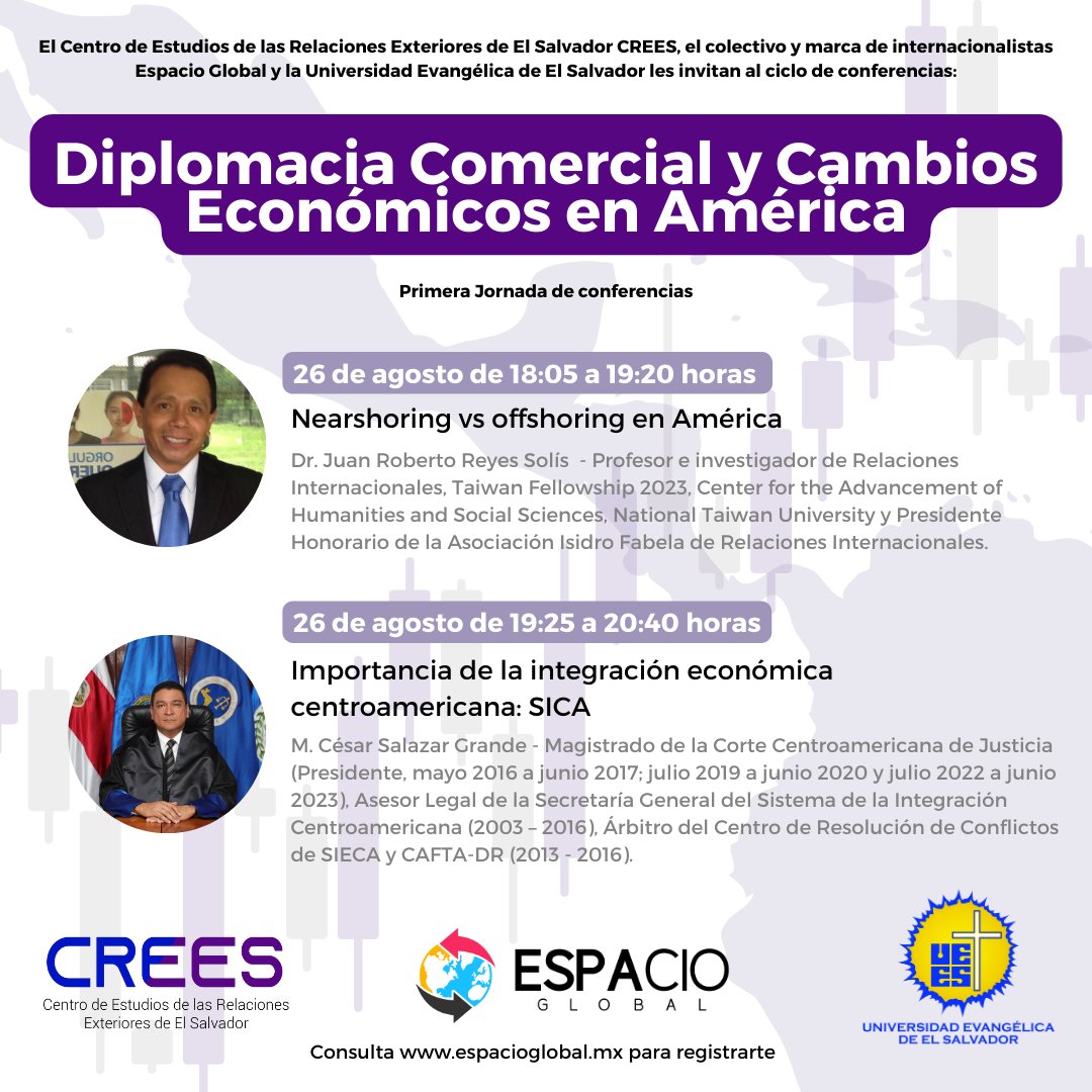 EspacioGlobal_'s tweet photo. Ciclo de conferencias online: Diplomacia Comercial y Cambios Económicos en América.

Registro:  https://t.co/tOJ1HEUDjW

#Diplomaciacomercial #UEES #CREES #EspacioGlobal #RelacionesInternacionales https://t.co/DNNB3srpM1